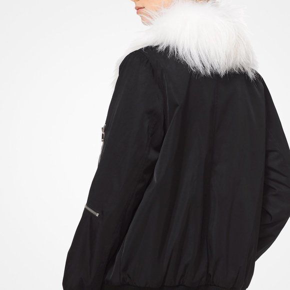 NWT - MICHAEL MICHAEL KORS Goat Hair Collar Bomber Jacket - Picture 2 of 9